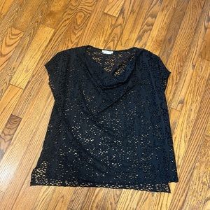 ZOE Black Raw Edge “Ripped” Distressed Rocker Tank